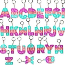 26 Lettres Chiffres Sensory Fidget Pop Bubble Poppers Porte-clés Alphabet Forme Push Bubbles Popper Board Keychain Finger Puzzle Ch317k