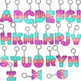 26 Lettres Chiffres Sensory Fidget Pop Bubble Poppers Porte-clés Alphabet Forme Push Bubbles Popper Board Keychain Finger Puzzle Ch220l