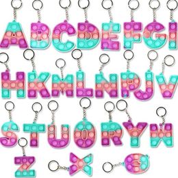 26 Lettres Chiffres Sensory Fidget Pop Bubble Poppers Porte-clés Alphabet Forme Push Bubbles Popper Board Keychain Finger Puzzle Ch2094