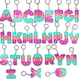 26 Lettres Chiffres Sensory Fidget Pop Bubble Poppers Porte-clés Alphabet Forme Push Bubbles Popper Board Keychain Finger Puzzle Ch225A