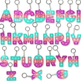 26 Lettres Chiffres Sensory Fidget Pop Bubble Poppers Porte-clés Alphabet Forme Push Bubbles Popper Board Keychain Finger Puzzle Ch324C