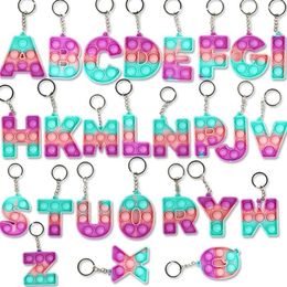 26 Lettres Chiffres Sensory Fidget Pop Bubble Poppers Porte-clés Alphabet Forme Push Bubbles Popper Board Keychain Finger Puzzle Ch227D