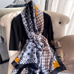 Скидка 26% на шарф, имитация женского корейского издания, защита от солнца, новый шелковый шарф с принтом, кондиционер, большая шаль