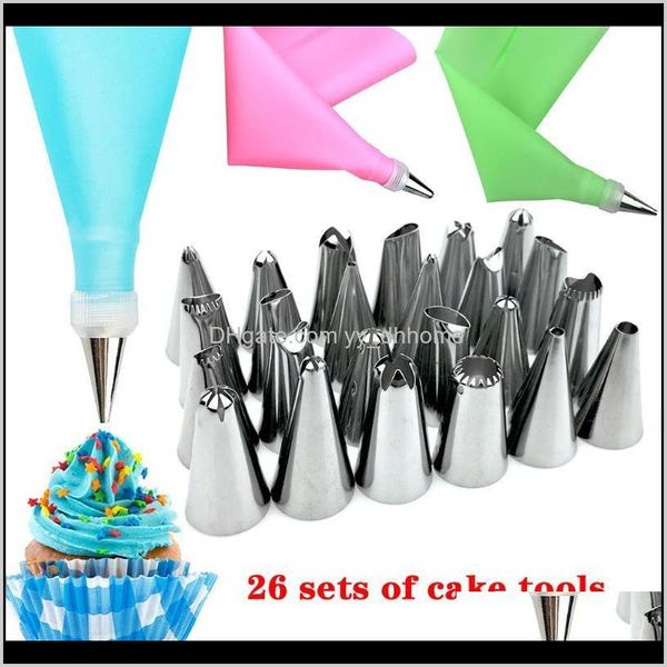 26 ensembles de pointes de décoration sac de glaçage Fondant au chocolat Kit de tuyauterie en acier inoxydable Dwgl4 outils de pâtisserie Qubca