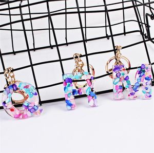 26 chaîne pendentif pour femmes chaîne acrylique A à Z porte-anneau résine lettre initiale porte-clés pour sac à bijoux