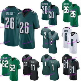 26 Saquon Barkley Jason Kelce Jalen Hurts Football Jersey AJ Brown Kelly Green Devonta Smith Haason Reddick Darius Slay Goedert Mailata Reggie White Kenny Pickett