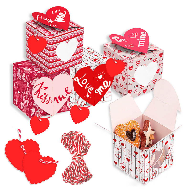 12pcs / set party supplies valentins dag kram kyss mig rosa kaka presentförpackning tredimensionella tecknade par gåvor