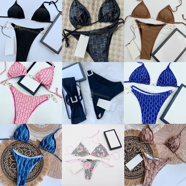 Conjuntos de bikini de 26 estilos para mujer Traje de baño Bikini de cintura alta Traje de baño con estampado de letras Bikinis