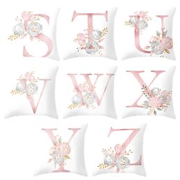 26 stijlen kussen letters roze bloemen decoratieve kussens kussensloop polyester kussenhoes sierkussens sofa decoratie kussensloop gratis levering