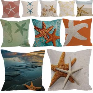 26 styles taie d'oreiller étoile de mer coton et lin taie d'oreiller étoile de mer maison canapé décor taille housse de coussin DDA699