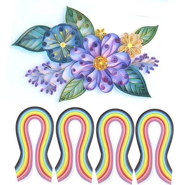 260 PCS Origami Enfants faits à la main Diy Art Craft mixte Couleur Scrapbooking Stripes Quilling Paper Design Tools Color Striches 4 Taille
