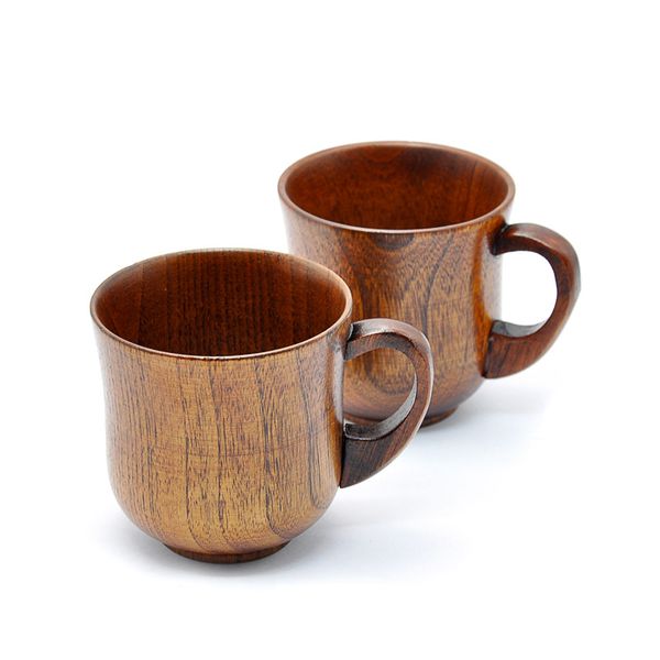 260 ml fait à la main tasse en bois tasses à thé japonais en bois à boire en bois avec poignée pour le café de bière lait 0524