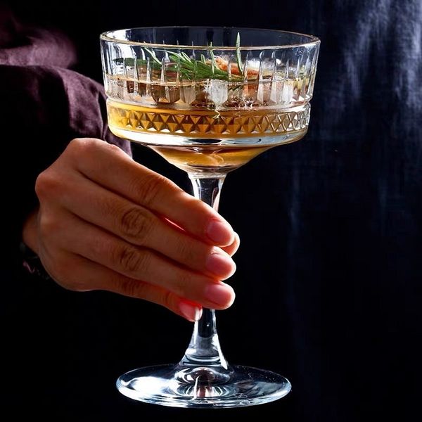 Copa de cóctel de champán con rayas grabadas de Martini, copa de vino para Bar en casa, Club nocturno, fiesta, boda, 260ml