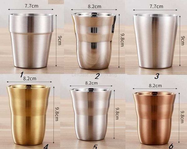 260Ml En Acier Inoxydable Café Thé Tasse Tasse Camping Voyage Bière Lait Espresso Isolé Double thermos Vide tasses Enfants Tasses