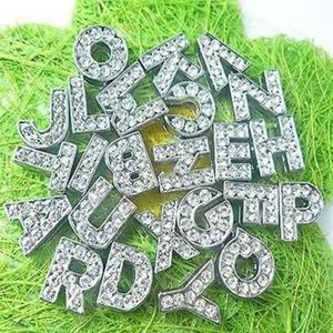 260pcs lot 8 mm A-Z RHINESTONS FULLE LETTRE SLIDE BLING ACCESSOIRES DIY ADIGENT POUR LES KEDCHAIRES DE BRACELET DE TRAVAILLEUR DE CUIR 8 mm2048