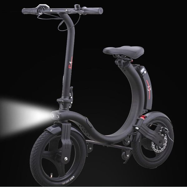 Bicicleta eléctrica plegable de 260W todoterreno ATV plegable de largo alcance 5 2Ah batería potente de seguridad bicicleta de 14 pulgadas para adultos y niños blac277v