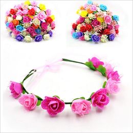 Wholesale artificial flowers Braided Leather Elastic Headwrap for Ladies hair band Assorted Colours Hair Ornaments hairband BT020