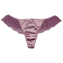 4 Pair 93% Silk 7% Spandex Women's Sexy Lace Thong Panties Size US S M L XL