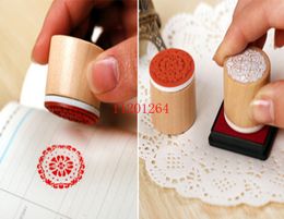 Fedex DHL Free Shipping New Arrival Beautiful Lace series wood Round stamp gift stamp 6 Styles,300pcs/lot