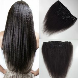 Clip In Human Hair Extensions Malaysian Virgin Hair Italian Yaki Kinky Straight Clip in Hair Extensions Kinky Coarse Clip ins