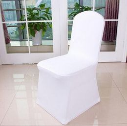 Free Shipping 50pcs Universal White Spandex Wedding Lycra Chair Covers for Wedding Banquet Hotel Decoration Hot Sale Wholesale #