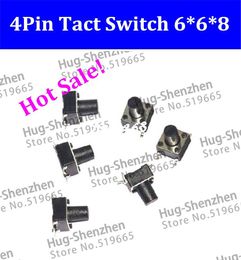 Free shiping,1000pcs/pack Sound quailty! Tactile Push Button Switch Line 4 Pin Momentary Tact switch 6*6*8 mm 4pin