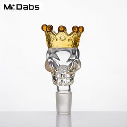 BIG Size Skull Style Herb Holder Smoking Accessories With Crown Glass Bowl 14MM 19MM Male Joint Slide Smoke Accessory For Bong