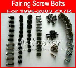 new professional motorcycle fairing screws bolt kit for kawasaki 1996 1997 2000 2003 zx7r 9603 zx 7r black aftermarket fairings bolts screw