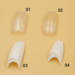 Fake Nails Acrylic Fake Nail Tips 4 bags (500 pcs/bag) White V-type Nail Art False Tips Clear Full&Half Nail G2