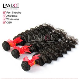 Brazilian Virgin Hair Deep Wave With Closure 8A Unprocessed Curly Human Hair Weaves 3 Bundles And 1Pcs Top Lace Closures Natural Black Wefts