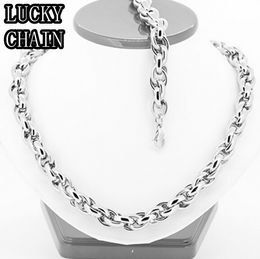 24''+9'' Luckly Jewlery Set 9mm wide Silver Polished twist rope chain necklace & bracelet 316L Stainless Steel for Men XMAS Birthday Gifts