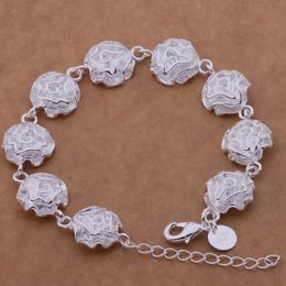 Free Shipping with tracking number Top Sale 925 Silver Bracelet Rose flower Bracelet Silver Jewelry 20Pcs/lot cheap 1589