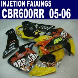 yellow custom fairing injection Moulding for honda cbr 600 rr fairing 2005 2006 cbr600rr 03 04 cbr 600rr fairings kit tjce