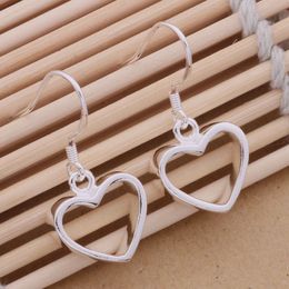 Fashion (Jewelry Manufacturer) 40 pcs a lot silver Heart earrings 925 sterling silver Jewellery factory price Fashion Shine Earring Chandelier