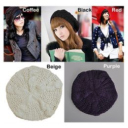 Women Winter Hats Warm Beret Braided Baggy Beanie Knitted Hat Ladies Autumn Cap 8 Colours Fashion