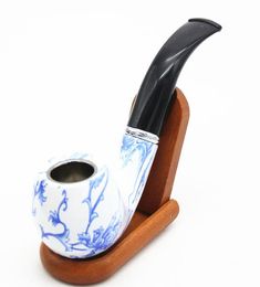 2017 New Blue and White Porcelain Short Resin Pipe 145mm Removable Filter Pipe