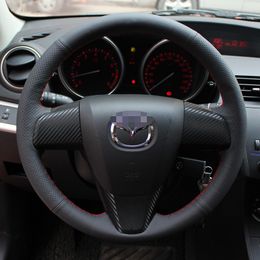 Steering wheel cover Case for MAZDA 3 Genuine leather DIY Hand-stitch Car styling Anti-slip car covers