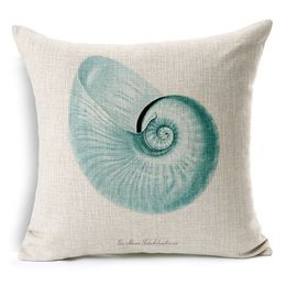 Cushion Cover Hippocampus Starfish Pillows Case Cotton Linen Capa Para Almofadas Nautical Style Hand Painted Decorative Pillow Cov226e