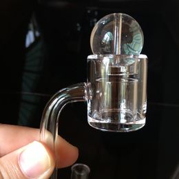 4mm Thick Bottom Quartz Thermal Banger Nail 10mm 14mm 18mm Double Tube Thermal Banger +Glass Bead Ball Carb Caps