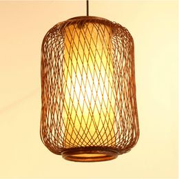 Handmade Bamboo Lantern Restaurant Ceiling Pendant Lamp Dining Room Balcony Kitchen Room Restaurant Chandelier Light Fixtures