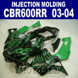 Free customize Injection Mold for HONDA CBR 600RR 2003 2004 03 04 CBR600RR green flame body repair fairings VJ7K