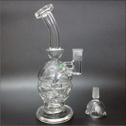 Glass water pipe 2015 newest mini bong with splash guard recycler bubbler two funcations quartz banger and 14.5mm bowl