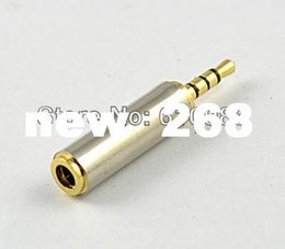 Free shipping (50pcs/lot) Sand nickel sraight 3.5mm female to 2.5 mm male 4 tracks stereo adaptor connector