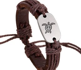 2015 latest version punk style 100% genuine leather bracelet handmade man woman dove rope adjustable bracelet 20pcs/lot