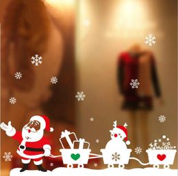 snowflake ornament stickers Snowflake Santa reindeer window display without glue electrostatic incognito Marry Christmas Wall Stickers CS002