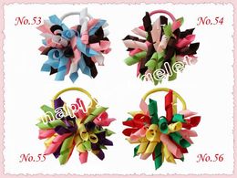 Girl Korker O Ponytail Hair Ties holders streamer corker hair bows clip Bows Curly Ribbon Bow bobbles Hair Band Accessories 50pcs PD006