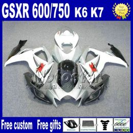 Fairing kit for SUZUKI GSXR 600/750 06 07 K6 white black fairings motobike GSX R 600 GSX R 750 2006 2007 FS8