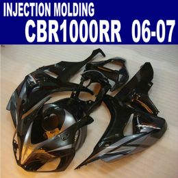 Injection Moulding high grade fairings set for HONDA 2006 2007 CBR1000RR 06 07 CBR 1000 RR silver black plastic fairing kit AQ32