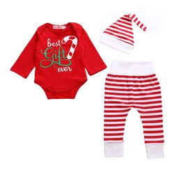 Christmas Pajamas Baby Romper Tops+Long Pants+Hat 3PCS Kids Outfits Set Cute Newborn Baby Girl Boy Jumpsuit Playsuit Infant Toddler Clothes
