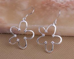 Fashion (Jewelry Manufacturer) 20 pcs a lot flower with diamond earrings 925 sterling silver Jewellery factory price Fashion Shine Earrings